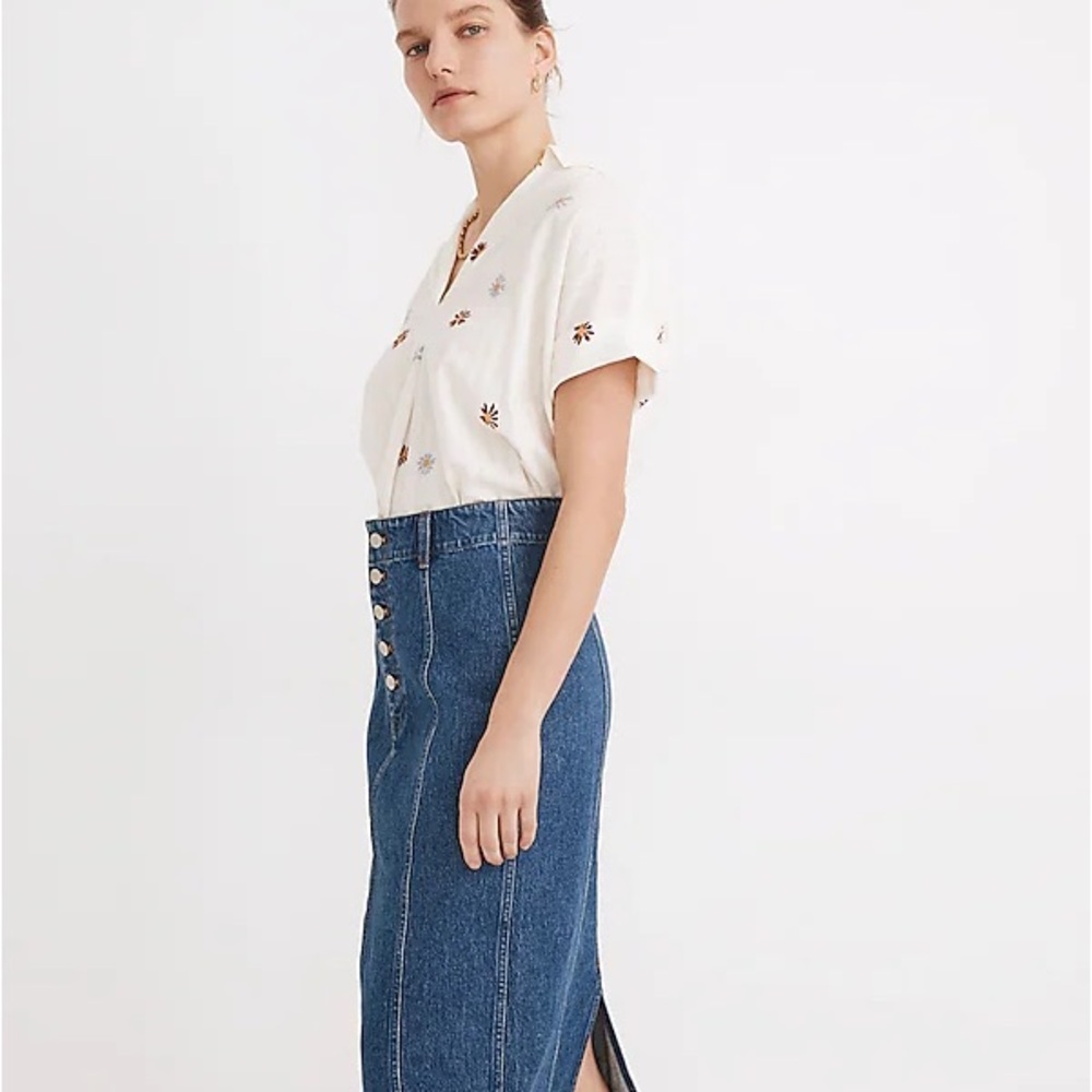 Madewell Daisy Printed Courier Button-Back Shirt in Stripe - Picture 2 of 5